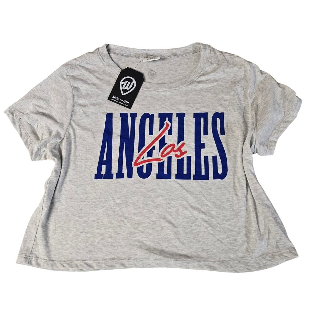Where I'm From Angels Crop T Shirt Womens Large Los Angeles Gray